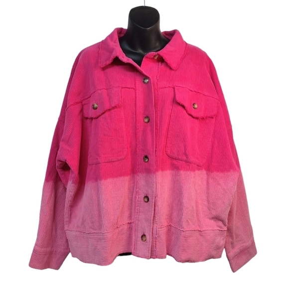 White Birch Women's Corduroy Dip Dyed Hot Pink Jacket Size XL - Picture 5 of 16